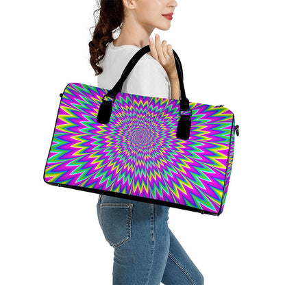 Spiky Spiral Moving Optical Illusion Leather Duffle Bag