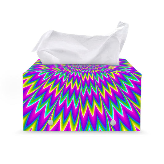 Spiky Spiral Moving Optical Illusion Leather Tissue Box Cover