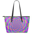 Spiky Spiral Moving Optical Illusion Leather Tote Bag With Zipper