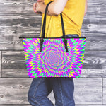 Spiky Spiral Moving Optical Illusion Leather Tote Bag
