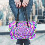 Spiky Spiral Moving Optical Illusion Leather Tote Bag