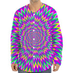 Spiky Spiral Moving Optical Illusion Long Sleeve Baseball Jersey