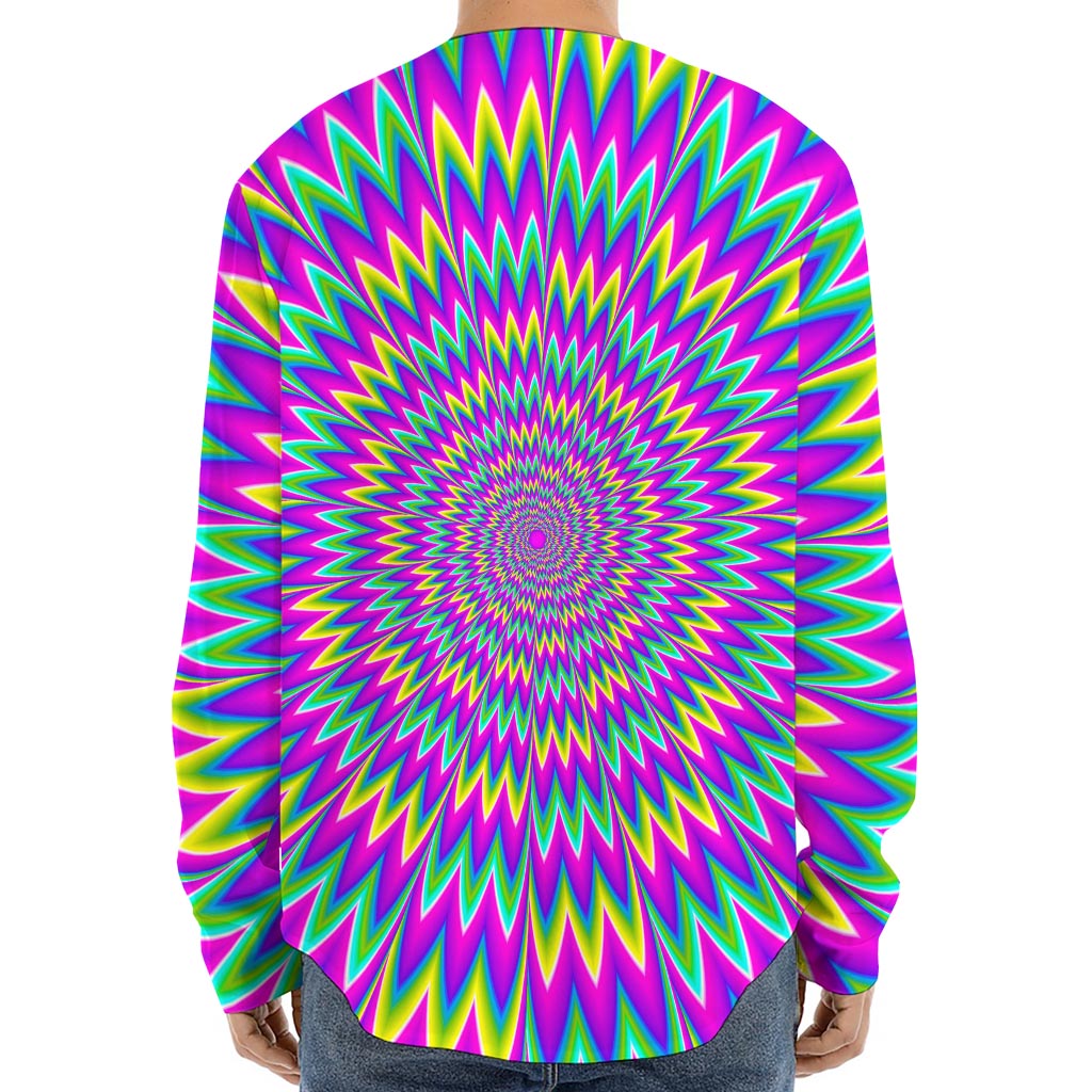 Spiky Spiral Moving Optical Illusion Long Sleeve Baseball Jersey