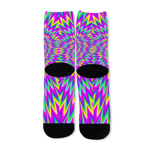 Spiky Spiral Moving Optical Illusion Long Socks