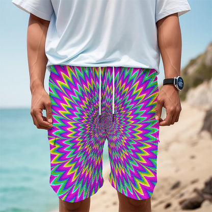 Spiky Spiral Moving Optical Illusion Men's Cargo Shorts