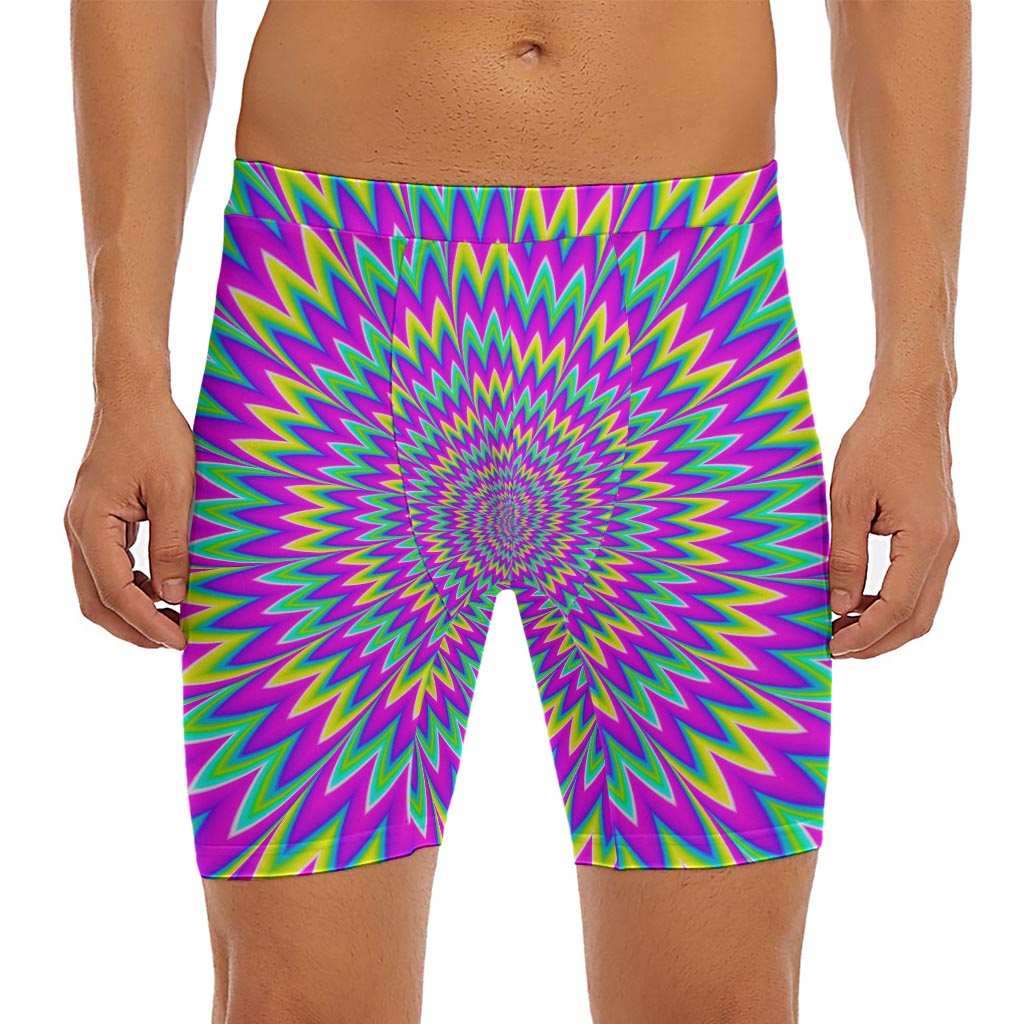 Spiky Spiral Moving Optical Illusion Men's Long Boxer Briefs
