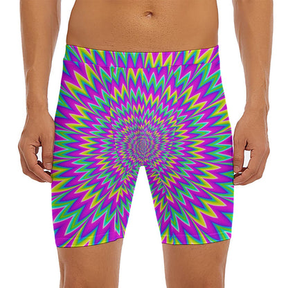 Spiky Spiral Moving Optical Illusion Men's Long Boxer Briefs