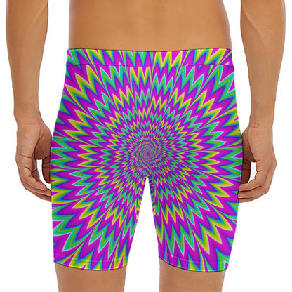 Spiky Spiral Moving Optical Illusion Men's Long Boxer Briefs