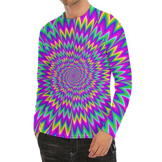 Spiky Spiral Moving Optical Illusion Men's Long Sleeve Rash Guard