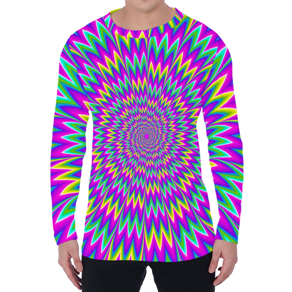 Spiky Spiral Moving Optical Illusion Men's Long Sleeve T-Shirt