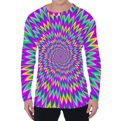 Spiky Spiral Moving Optical Illusion Men's Long Sleeve T-Shirt