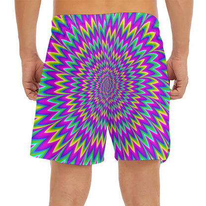 Spiky Spiral Moving Optical Illusion Men's Split Running Shorts