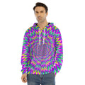 Spiky Spiral Moving Optical Illusion Men's Velvet Pullover Hoodie