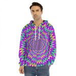 Spiky Spiral Moving Optical Illusion Men's Velvet Pullover Hoodie