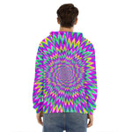 Spiky Spiral Moving Optical Illusion Men's Velvet Pullover Hoodie