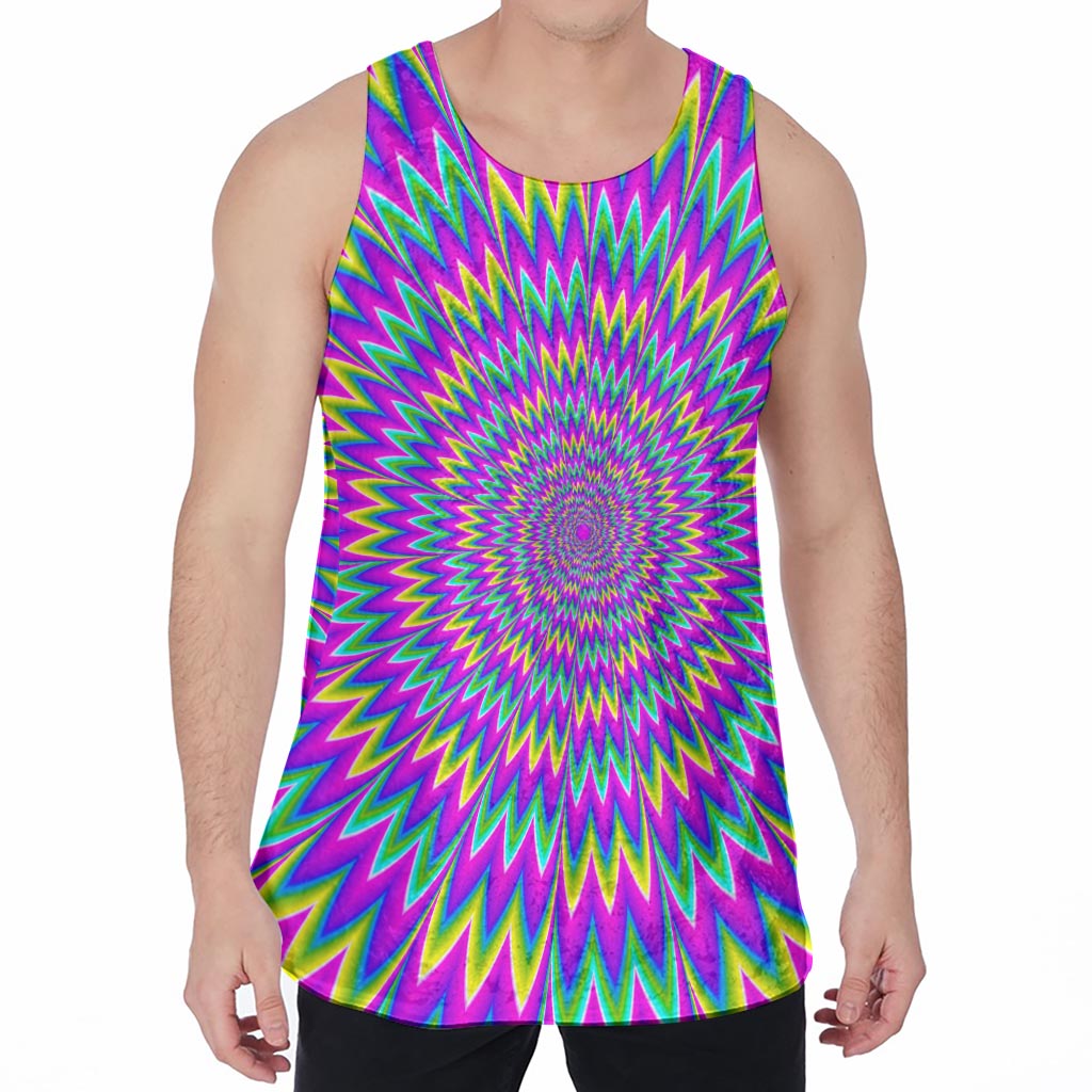 Spiky Spiral Moving Optical Illusion Men's Velvet Tank Top