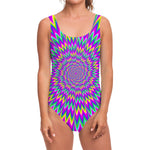 Spiky Spiral Moving Optical Illusion One Piece Swimsuit