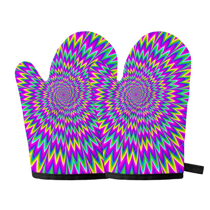 Spiky Spiral Moving Optical Illusion Oven Mitts