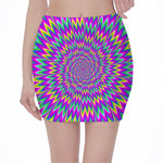 Spiky Spiral Moving Optical Illusion Pencil Mini Skirt