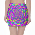 Spiky Spiral Moving Optical Illusion Pencil Mini Skirt