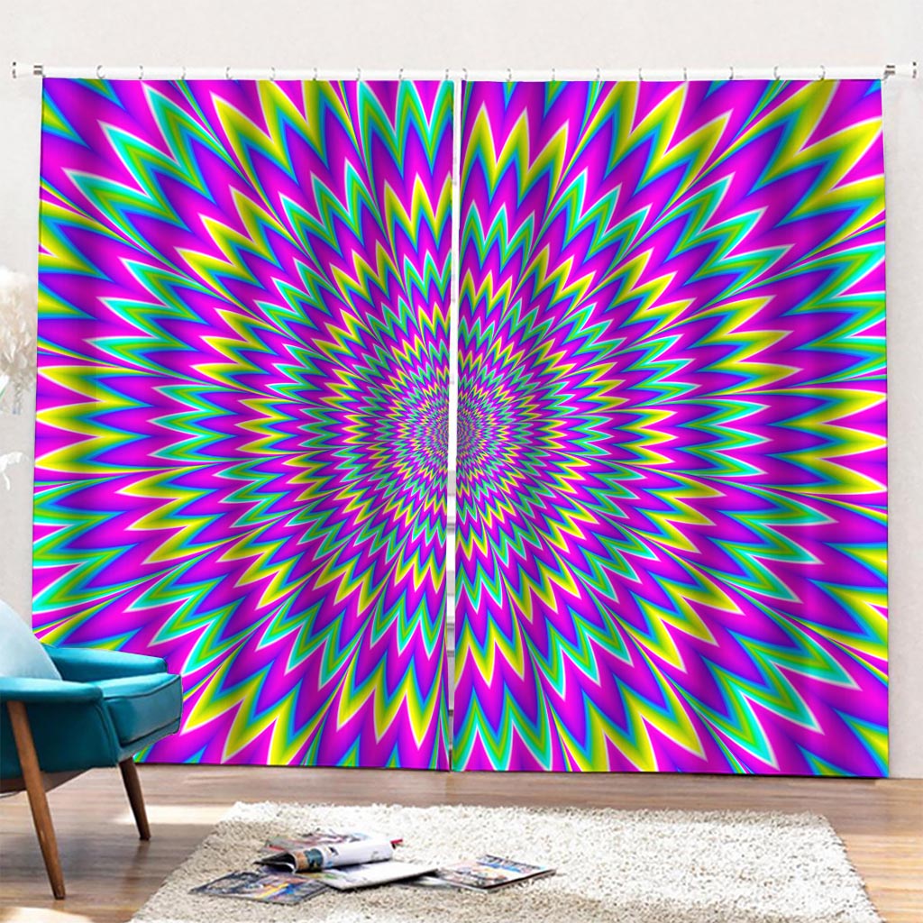 Spiky Spiral Moving Optical Illusion Pencil Pleat Curtains