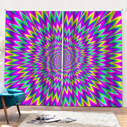 Spiky Spiral Moving Optical Illusion Pencil Pleat Curtains