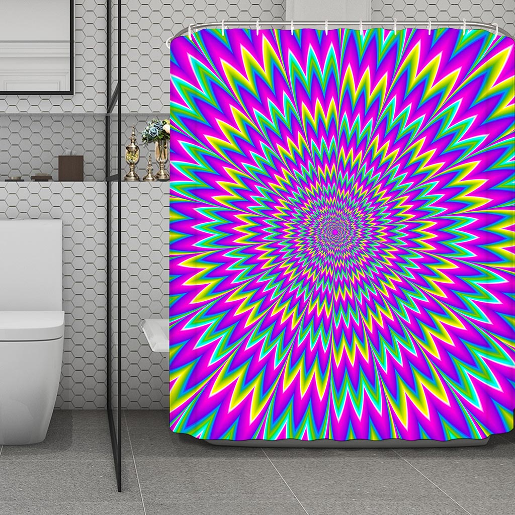 Spiky Spiral Moving Optical Illusion Polyester Shower Curtain