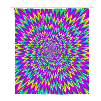Spiky Spiral Moving Optical Illusion Polyester Shower Curtain