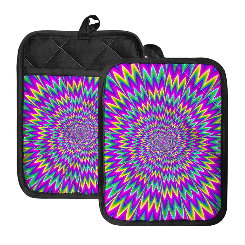 Spiky Spiral Moving Optical Illusion Pot Holders With Pocket
