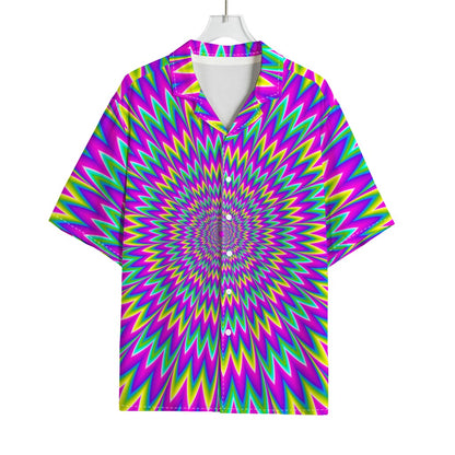 Spiky Spiral Moving Optical Illusion Rayon Hawaiian Shirt