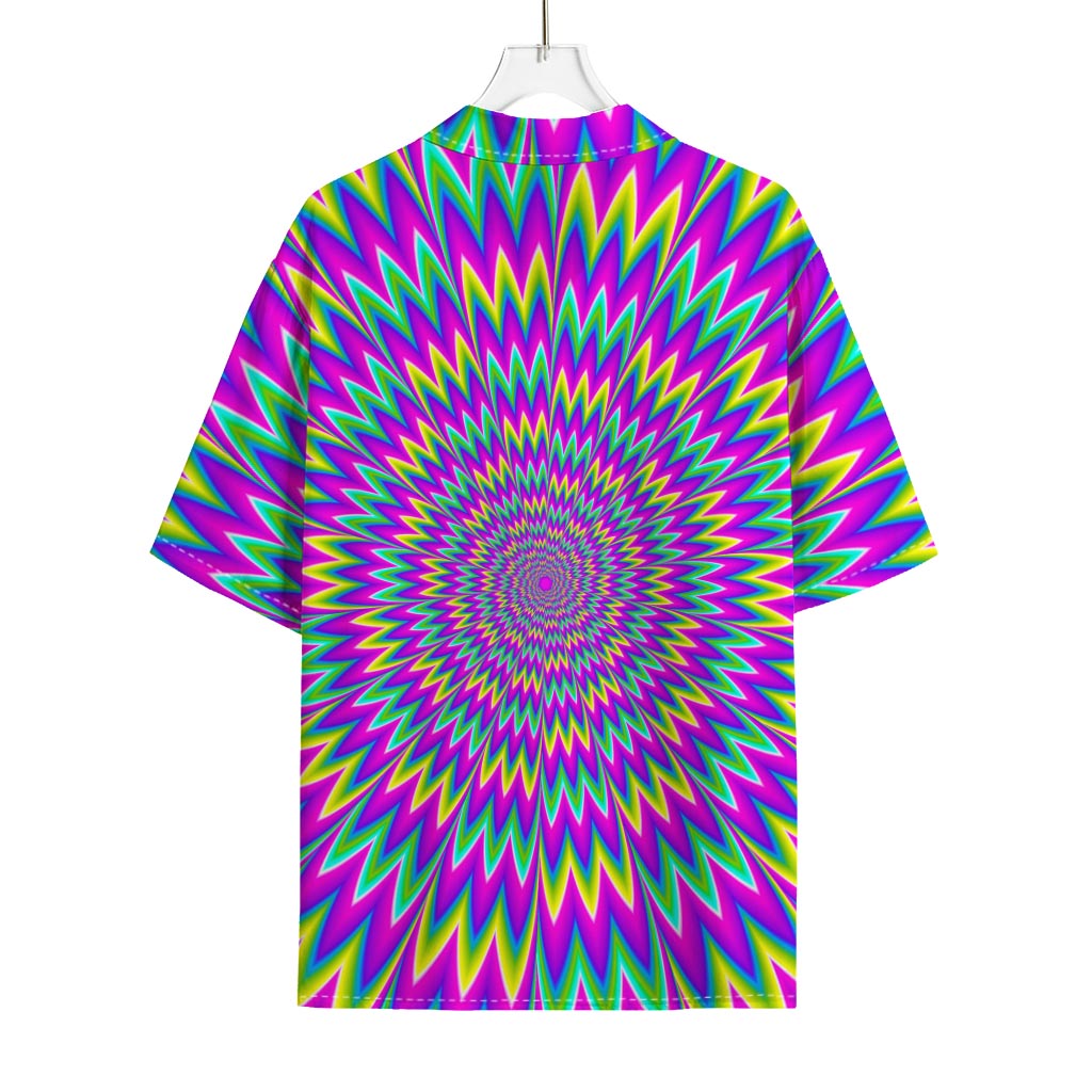 Spiky Spiral Moving Optical Illusion Rayon Hawaiian Shirt