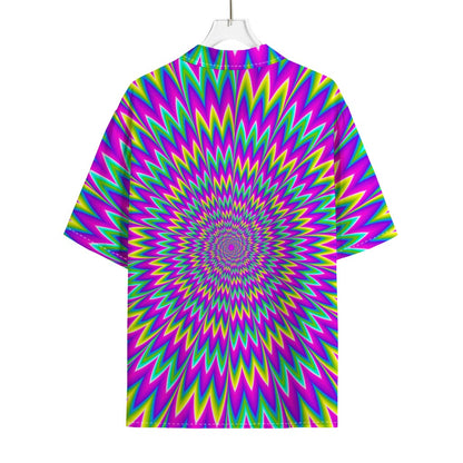 Spiky Spiral Moving Optical Illusion Rayon Hawaiian Shirt