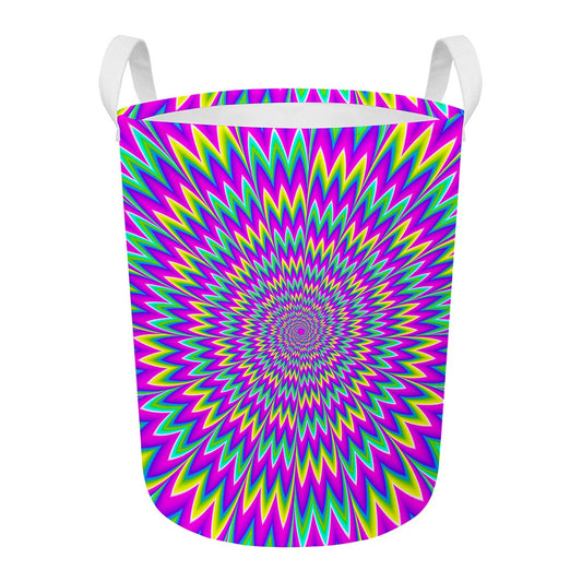 Spiky Spiral Moving Optical Illusion Round Laundry Basket