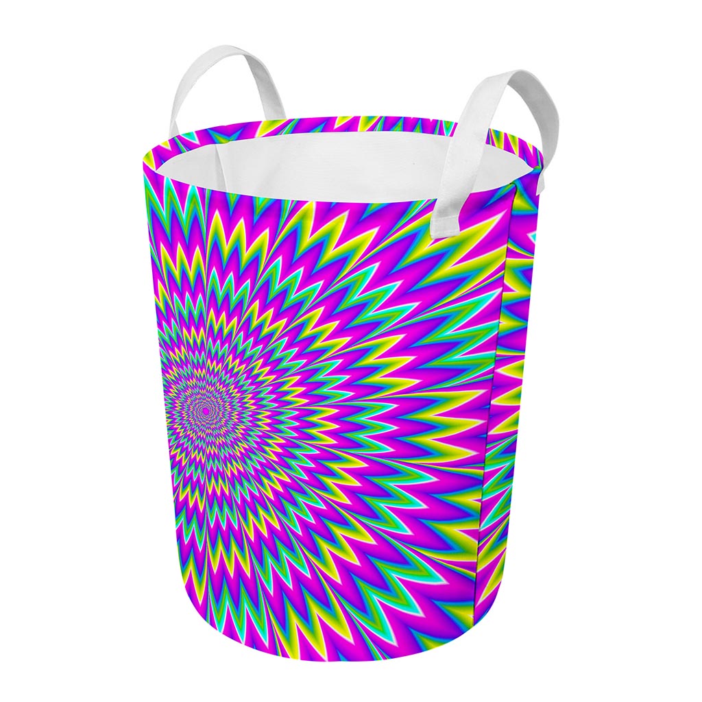 Spiky Spiral Moving Optical Illusion Round Laundry Basket