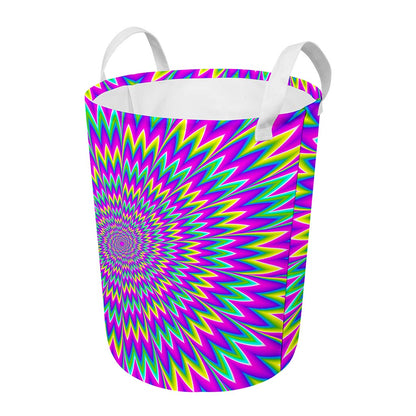 Spiky Spiral Moving Optical Illusion Round Laundry Basket