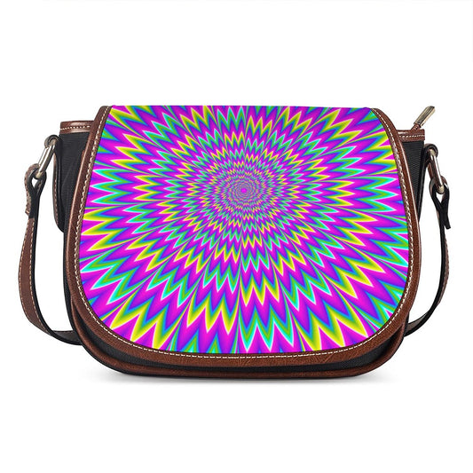 Spiky Spiral Moving Optical Illusion Saddle Bag