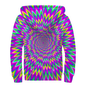 Spiky Spiral Moving Optical Illusion Sherpa Lined Zip Up Hoodie
