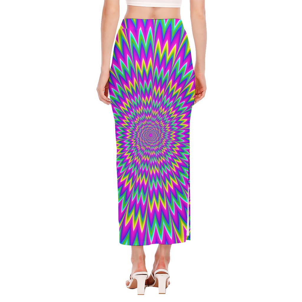 Spiky Spiral Moving Optical Illusion Side Slit Maxi Skirt