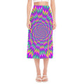 Spiky Spiral Moving Optical Illusion Side Slit Midi Skirt