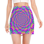 Spiky Spiral Moving Optical Illusion Side Slit Mini Skirt
