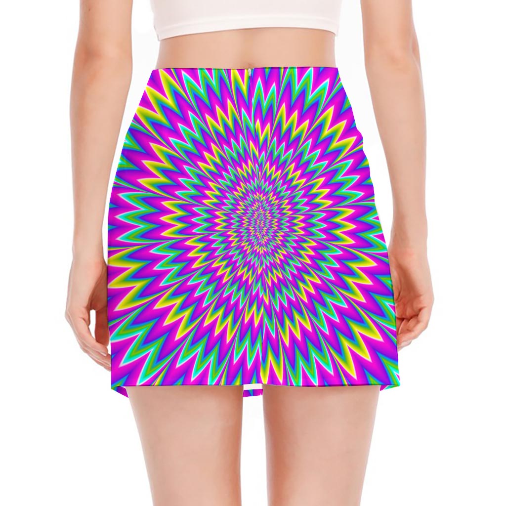 Spiky Spiral Moving Optical Illusion Side Slit Mini Skirt