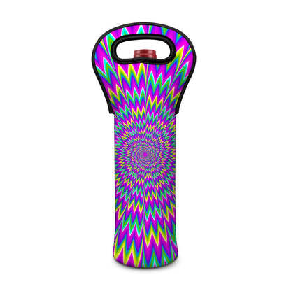 Spiky Spiral Moving Optical Illusion Single Neoprene Wine Tote