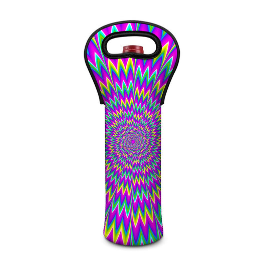 Spiky Spiral Moving Optical Illusion Single Neoprene Wine Tote