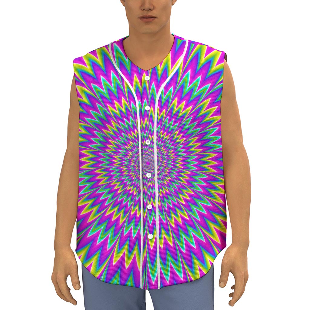 Spiky Spiral Moving Optical Illusion Sleeveless Baseball Jersey