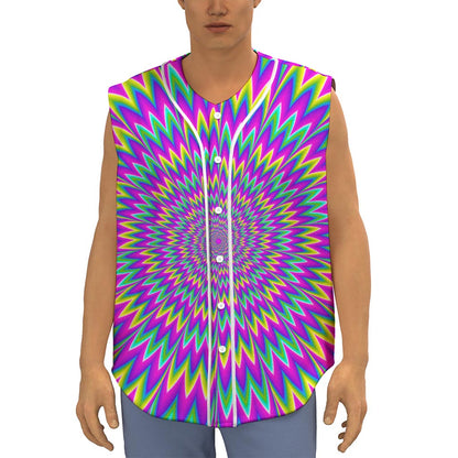 Spiky Spiral Moving Optical Illusion Sleeveless Baseball Jersey