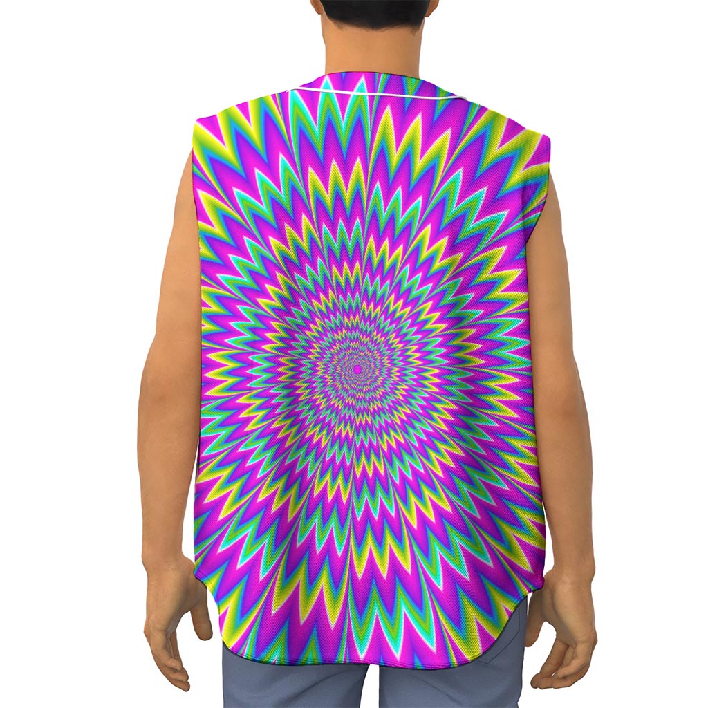 Spiky Spiral Moving Optical Illusion Sleeveless Baseball Jersey
