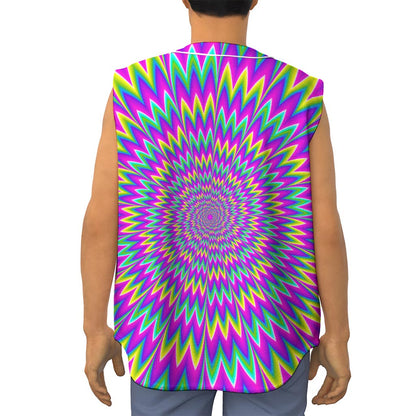 Spiky Spiral Moving Optical Illusion Sleeveless Baseball Jersey