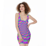 Spiky Spiral Moving Optical Illusion Sleeveless Bodycon Dress