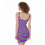 Spiky Spiral Moving Optical Illusion Sleeveless Bodycon Dress