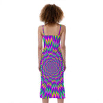 Spiky Spiral Moving Optical Illusion Slim Fit Midi Cami Dress